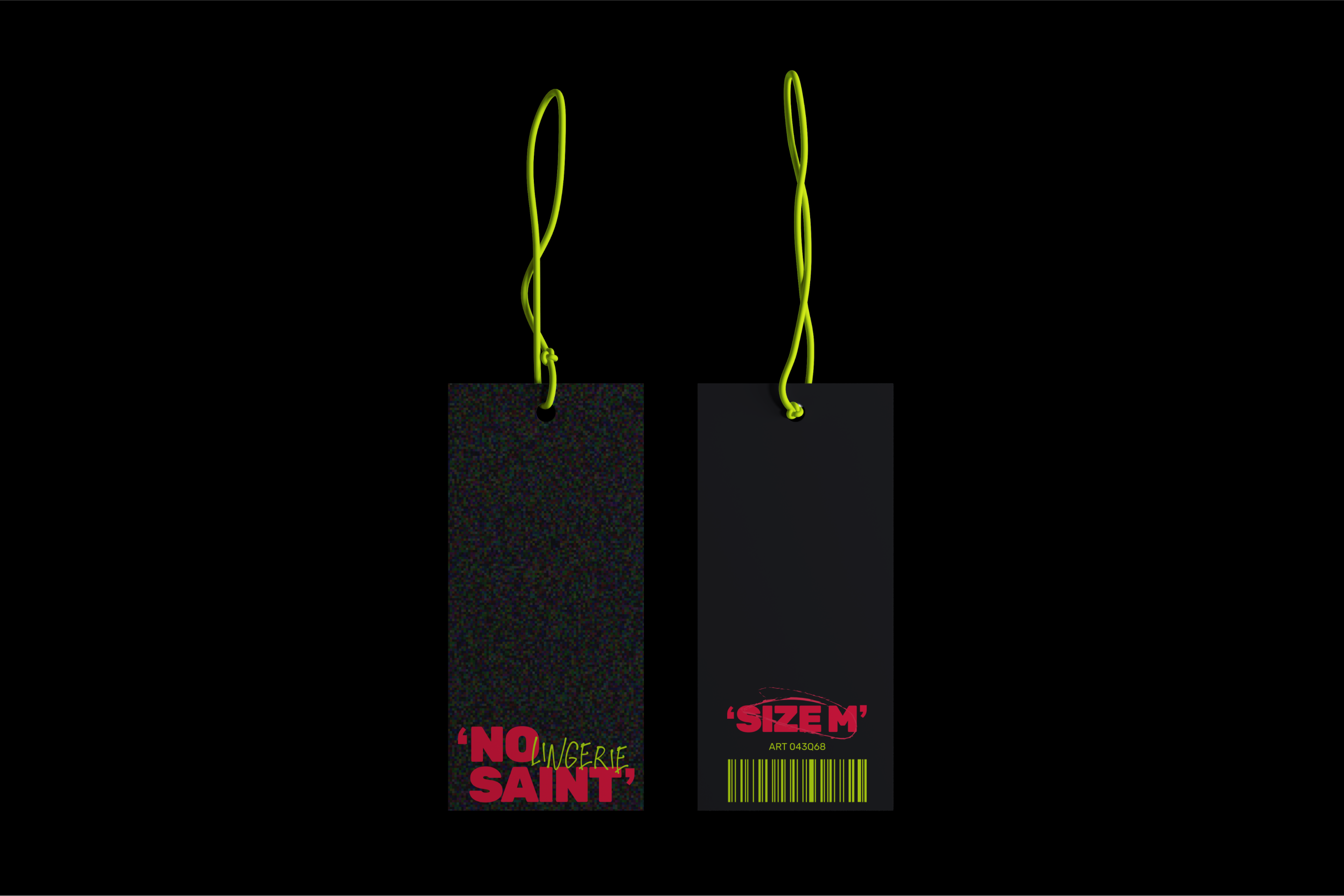 No Saint lingerie store price tag design by Miriam Melnikova