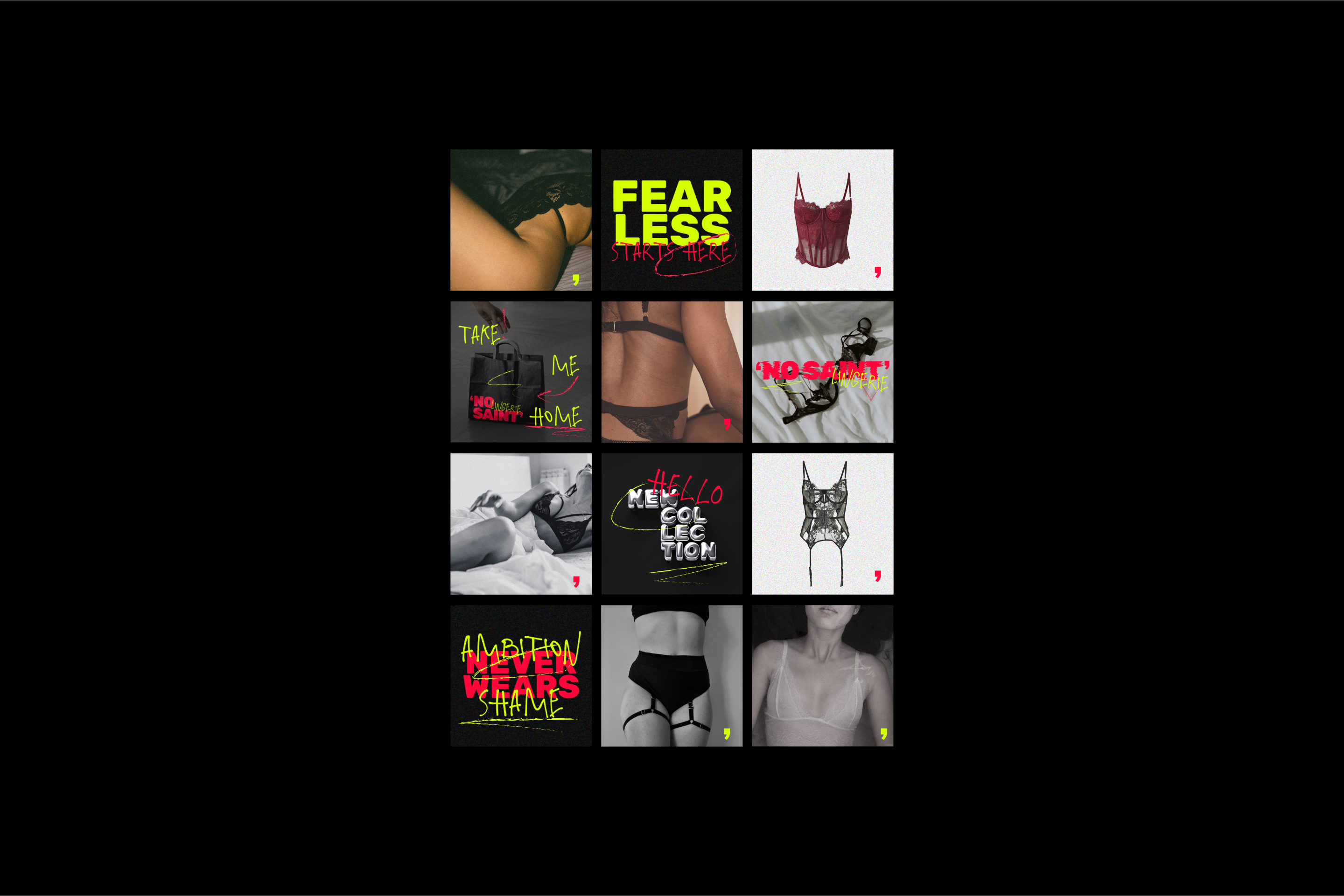 No Saint lingerie store Instagram profile design by Miriam Melnikova