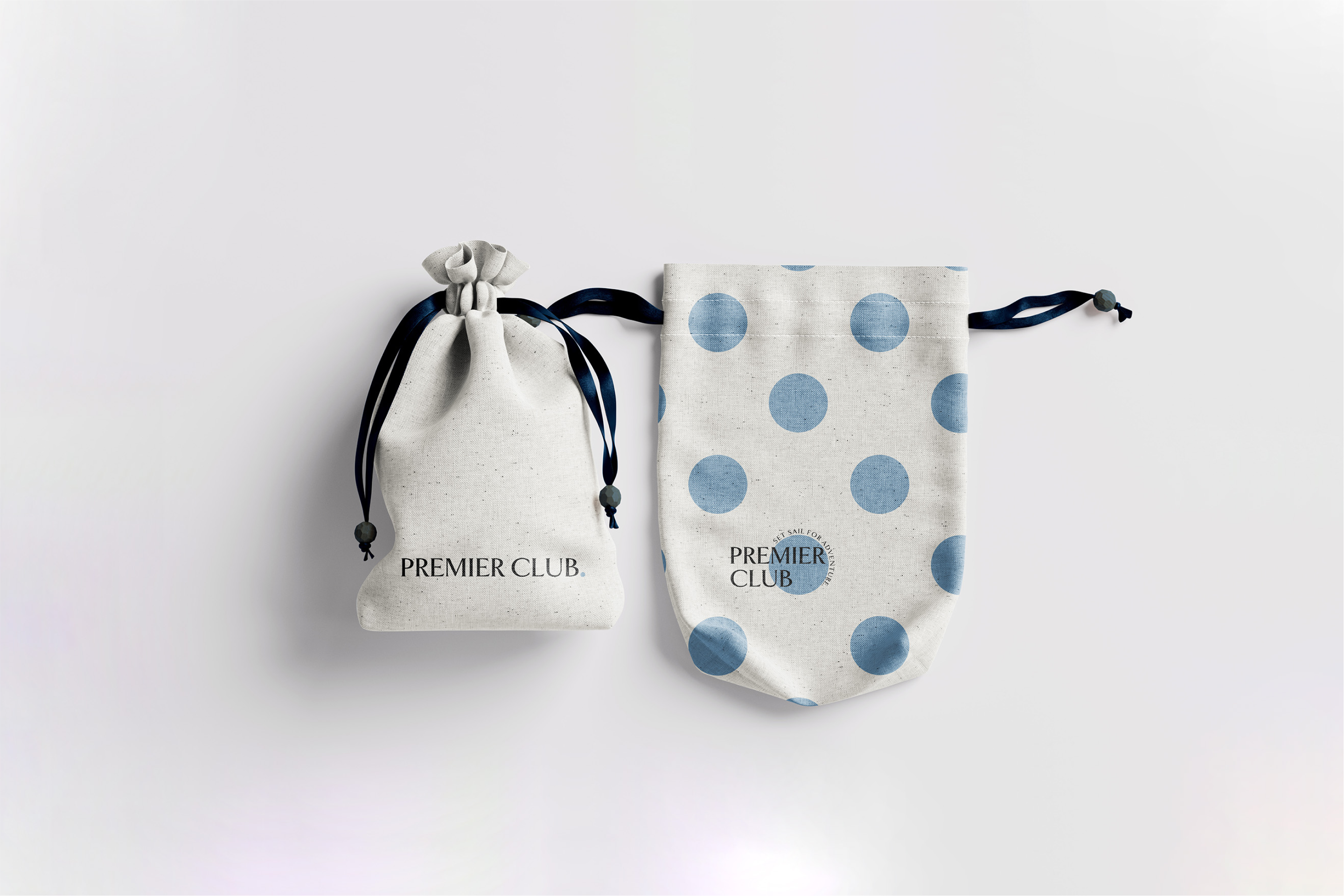 Premier Club travel agency sachet pouch - design by Miriam Melnikova