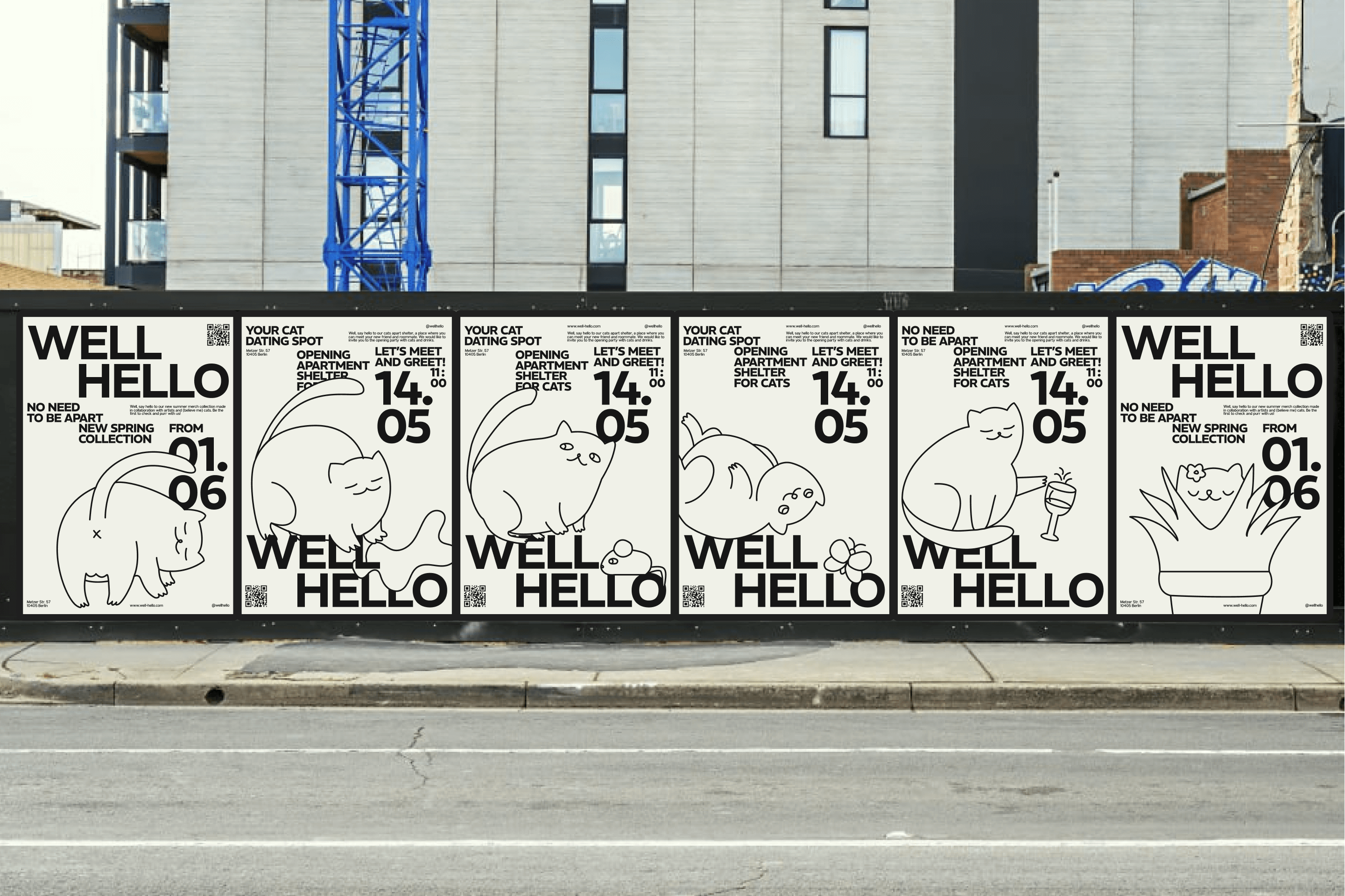 cat shelter well hello poster billboard design - design by Miriam Melnikova